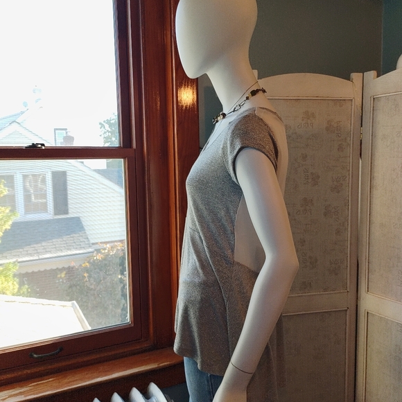 Y2K AEO Flowy Silver Sparkle & Sheer Top Sz. XS NWT - Picture 4 of 13